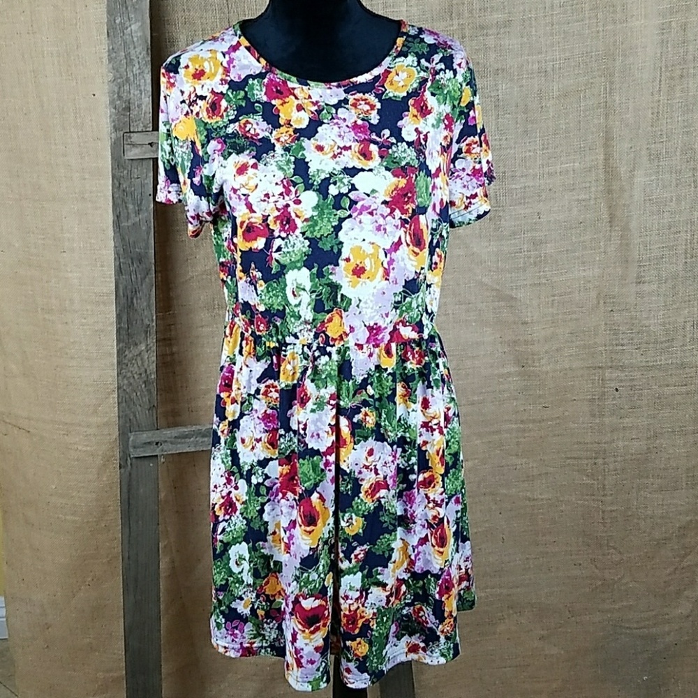 asos‎ women 10 floral dress short sleeve roses cottagecore whimsigoth fairycore